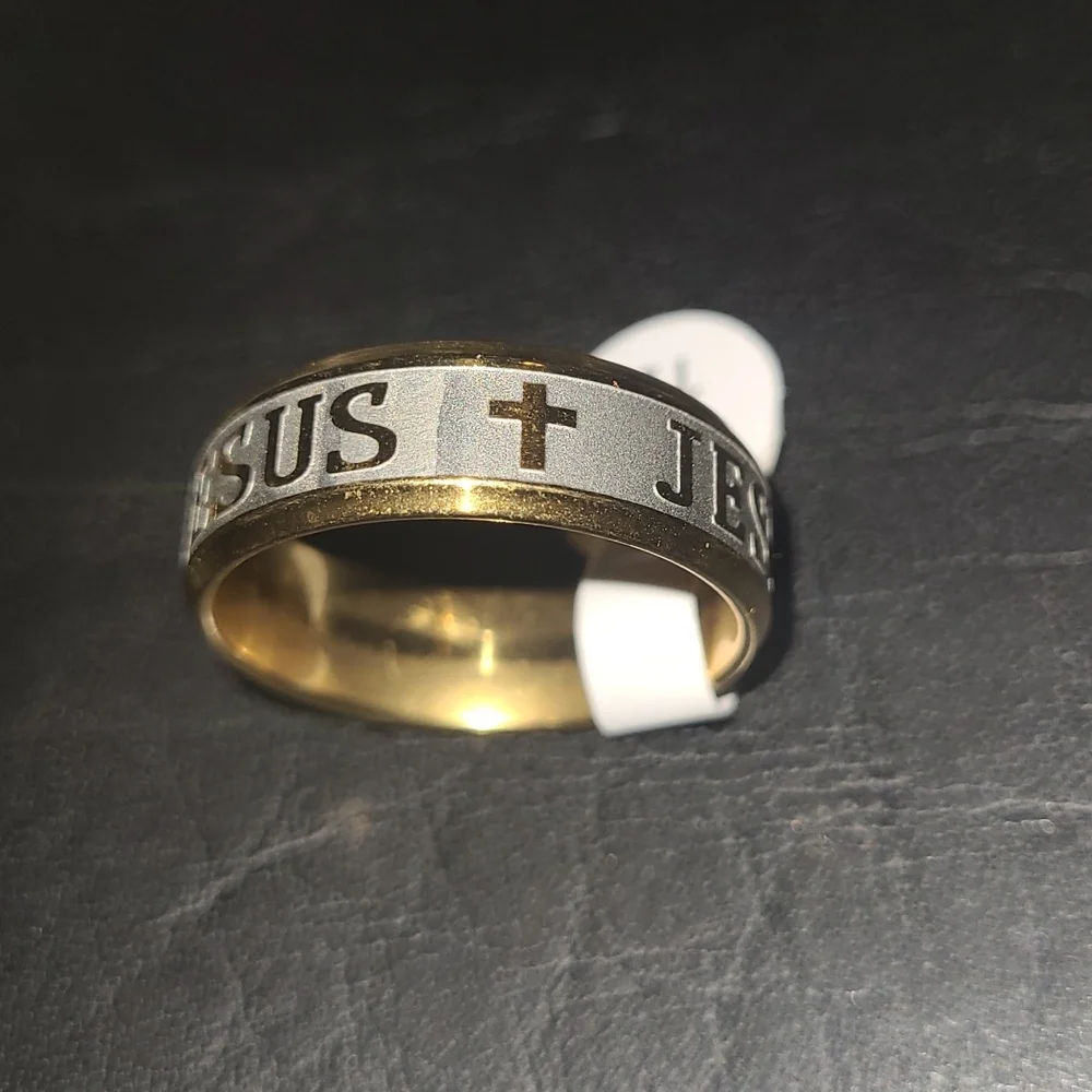 New Gold and Silver toned "Jesus" ring sizes 10 and 12..VERY NICE - Picture 3 of 3